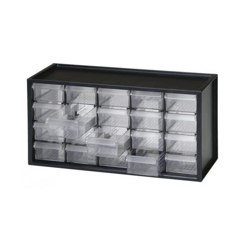 DRA20-11 BenchTop Countertop Storage Cabinet 20 Drawer Unit Black Frame