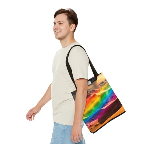 Premium Reinforced Stitching Tote Bag - A Rainbow Sandstorm in a Desert3