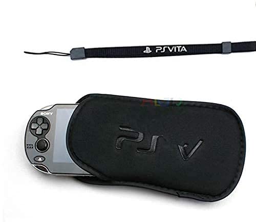 Soft Protector Black Bag Soft Bag Screen Shell Protector Sponge Bag for Sony PSV1000 2000 Slim Game Console Case with Black Hand Wrist Strap