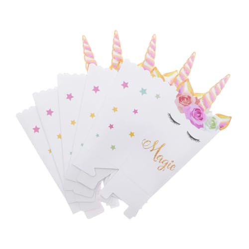 EXAOMBLE 24 Cajas de Palomitas de Maíz Diseño Arcoíris de Cartón, Fáciles de Montar, para Decoración de Fiesta y Shower Infantil