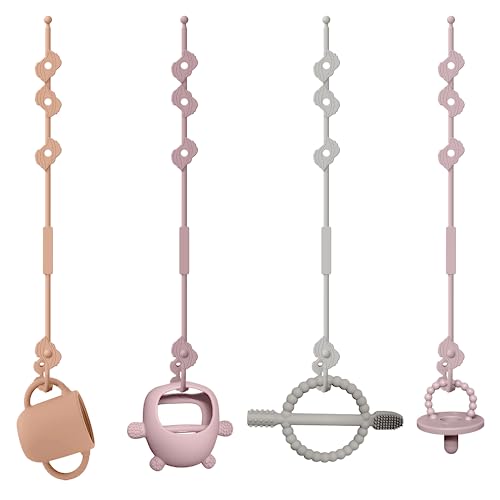 Image of 4 Pack Toy Straps for Baby, Toy Safety Straps, Silicone Adjustable Baby Pacifier Teether Straps,Can Be Used for Teethers, Feeding Bottles, Toys, Baby Cribs, High Chairs