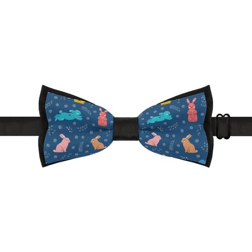 GoasNei Cute Rabbit Pattern Bow Tie for Men Adjustable Necktie Funny Tie Neck Ties for Weddings Party