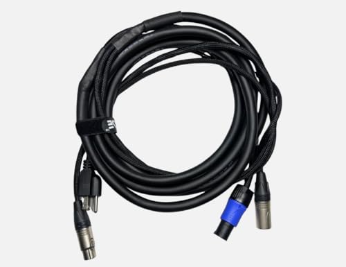 LASE 15 Ft Siamese NEUTRIK PowerCon AC & XLR Audio Combo Cable (Powered Speakers