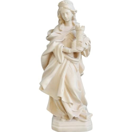 Sainte Barbara sculptée en bois pour décoration de crèche chic