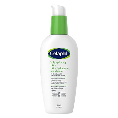 Cetaphil Daily Hydrating Lotion with Hyaluronic Acid - 24Hr Hydration - Fragrance-Free, Paraben-Free - For Dry and Sensitive Skin, 88ml