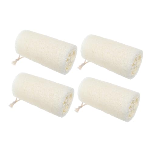 PLAFOPE 4 Piezas Esponja de Baño Natural de Lufa Exfoliante Suave y para Tipo de Diseño Alargado para Espalda y Cuerpo Esponja Vegetal para Ducha y Cuidado Cutáneo