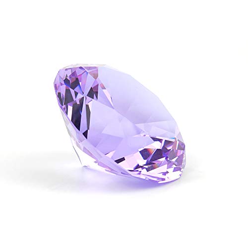 Image of Crystal Glass Diamond Shaped Decoration 60mm Jewel Paperweight,Gift Decoration Idea for Christmas, Thanksgiving and Birthday (Purple)