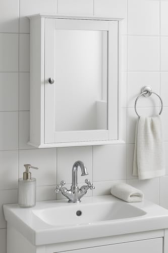 raxter Bathroom Wall Cabinet with Mirror Door, White, Single Door Storage Cupboard with Adjustable Shelves, 35W x 55H x 21D cm - Cosy Home Interiors raxter Bathroom Wall Cabinet with Mirror Door, White, Single Door Storage Cupboard with Adjustable Shelves, 35W x 55H x 21D cm - Image 4