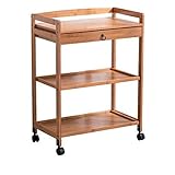 Moving Cart Beweegbare Multifunctionele Keuken Spullen Opslag Winkelwagen Eenvoudige Woonkamer Thee Tafel Sofa Kleine Bijzettafel Houten Meubelen (Color : Brown) (Yellow)