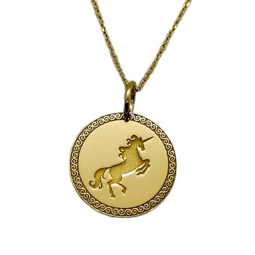 Colgante de unicornio en plata 925 y baño de oro con cadena de 45 cm