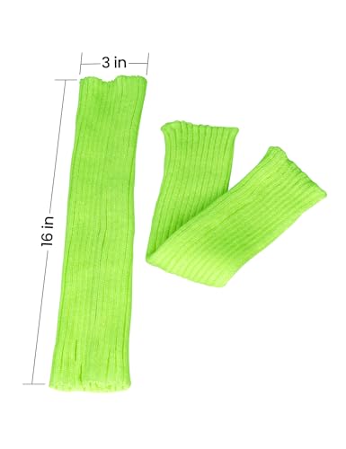 Image of Women Juniors Knitted Leg Warmers 16 inch Neon Colors Dance Halloween Accessory | 80s Party,Yoga Sports Fitness,Warm and Cozy,One Size Fits Most