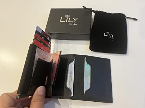 Personalized Minimalist Genuine Leather Wallet with Magnetic Closure. Handwriting Customized Engraved Slim Pop-Up RFID Credit Card Holder. Christmas gift for Man and Women.4