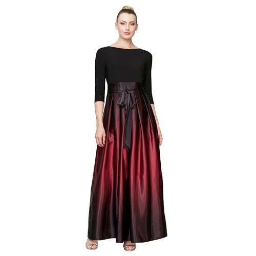 Image of S.L. Fashions Women's 3 /4 Sleeve Long Satin Mother of the Bride Dress with Pockets, Formal Party Gown