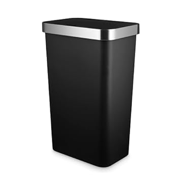 Tower Rectangular ABS Sensor Bin with Bin Liner Retainer Ring, 50L, Black