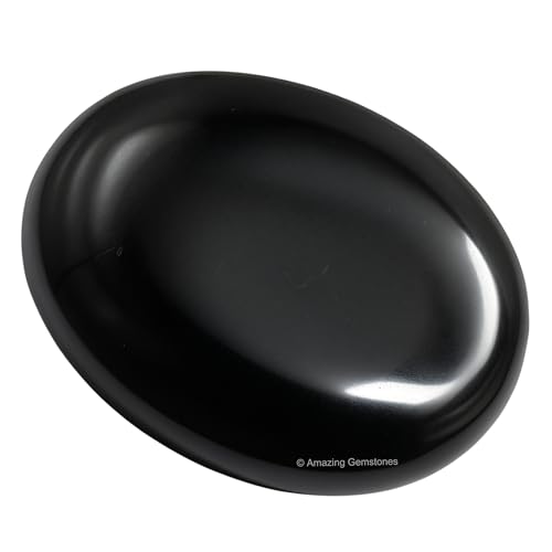 Image of Amazing Gemstone Black Obsidian Crystals and Healing Stones - Large Palm Stone Crystals Piedra - Crystal for Good Luck, Balanced Positive Energy, Meditation - Unique Stocking Stuffers & Birthday Gift