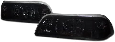 Euro Sport Smoke Crystal Head Lights Lamps Headlights Parking Corner Signal Light Lamp Amber 1PC Made For And Compatible With 87-93 Ford Mustang