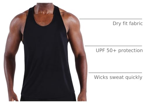 Image of NELEUS Men's 3 Pack Dry Fit Y-Back Muscle Tank Workout Gym Shirt