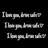 Ypoyney 3 PCS I Love You Drive Safe Car Mirror Stickers, Cute Window Vinyl Rear View Decals, Driving Safe Rear View Mirror Decals Decorative for Window, Mirrors, Tumbler, and Water Bottle (White)