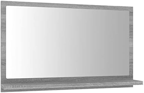 vidaXL Bathroom Mirror Plain Rectangle Modern Frame Bathroom Glass Mirror Wall Mounted Washroom Furniture Toilet Indoor Black Engineered Wood