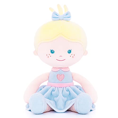 Onetoo Soft Baby Doll For Girls Plush Rag Doll Sleeping Cuddle Buddy Doll First Baby Doll Wear Blue Love Dress 14" #TOP7