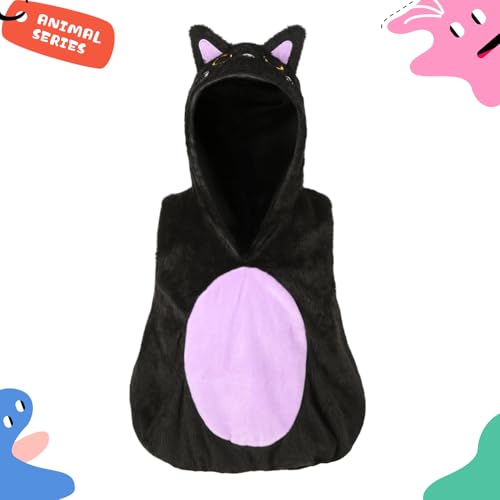 Baby Unisex Plush Animal Outfit Toddlers and Kids Cat Sleeveless Hooded Dress4