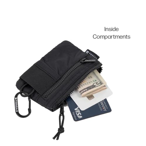 Image of Thread Wallets Pouch Wallet - Compact Zip Wallet with Clear ID Window, Coin & Card Pockets, and Key Stash - Lightweight Rip-Stop Travel Wallet for Men & Women (Black)