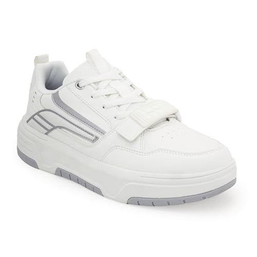 Image of Red Tape Men's Sneakers Grey Pu Round Toe Lace-Up