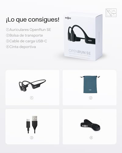 Miniatura 9 de Shokz Openrun Auriculares De Conducción Ósea, Open-Ear Deportivos Inalámbricos Con Bluetooth Y Micrófono, Oído Abierto Resistentes Al Agua Ip67 Para Correr, Usb-C, Gris