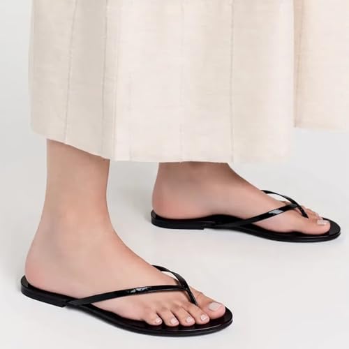 Image of Cheval Flat Leather Flip Flops for Women, Comfortable Dressy Thong Sandals 2026 Summer and Spring Vacation Essentials, Chanclas Para Mujer