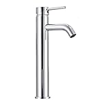 Hapilife Basin Taps Tall Single Lever Chrome Bathroom Sink Basin Mixer Tap High Rise Countertop Tap, Mono Stainless Steel Round Sink Faucet with Hot and Cold Hoses