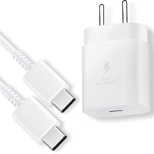 Image of Original 25W Charger Compatible with Samsng S23|S22 Ultra|S21|21 fe|S20+|S20|Note 20|Note10|M54|M53 5g|M33|M23|A34|A54 5g|A13|F14| F23|F62 - White with 6 Months Warranty