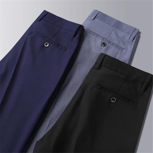 Mens Straight Business Dress Pants High Waisted Wrinkle Free Office Formal Casual Suit Trousers4