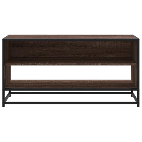 Meuble TV marron aspect chêne buffet de salon bas industriel 91 cm