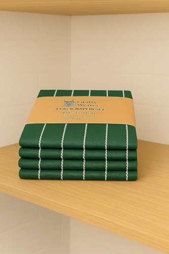 Image of Cotton Kitchen Hand and Lunch Towels - Solid Colors, Super Absorbent, 100% Cotton, Quick Dry, Multipurpose Dish Cloths for Home & Restaurant Use (Pack of 4, 18 X 24 Inches) (B.Green)