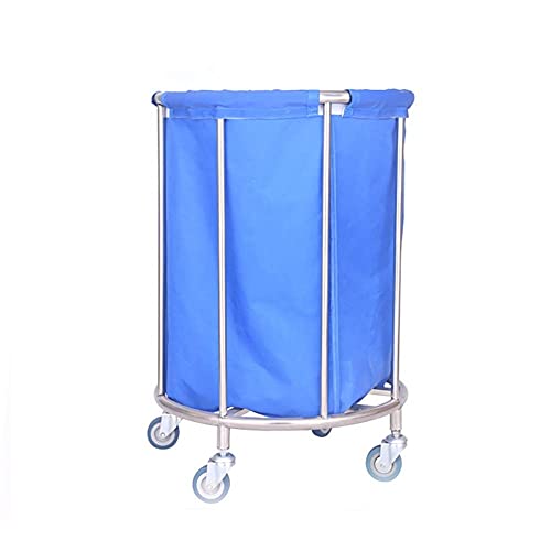 HJRD Karren, Küchenlagerhandwagen, Schönheitssalon -Trolley Runde Wäsche Mit Beweglichen Liner Und Rädern, Rollende Leinenlager Handwagen/Blau/50 * 90 cm Cover