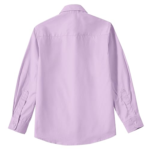 Image of Boys' Button Down Dress Shirts Kids Long Sleeve Solid Collared Uniform Shirt for Toddler Boy (Size 2T-20)