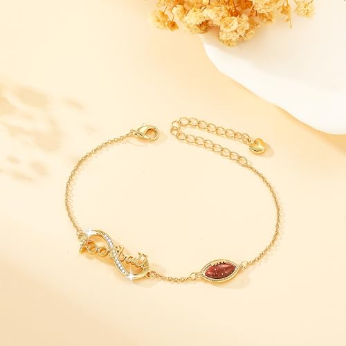 Softball/Baseball/Football/Soccer/Basketball/Tennis/Volleyball Infinity Bracelets for Girls Women,14K Gold Plated Sport Accessories Birthday Christmas Jewelry Gifts for Women Girls Mom4