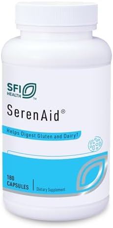 Klaire Labs SerenAid - Vegetarian Multi Digestive Enzymes Supplement with DPP-IV Activity & Lactase - Enzyme Blend to Support Gluten & Dairy Breakdown - Promotes Digestion (180 Capsules)