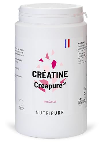 Nutripure | Créatine Monohydrate Creapure® 100% Pure | Force & Performance Musculaire | Crossfit, Sports Intensifs & Musculation | Vegan, Sans Additifs | 150 Gélules | 1 Mois | Made in France