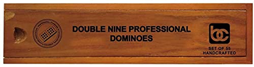 Bene Casa - Double Nine High Gloss Dominoes Set - Includes 55 Dominoes - Comes In A Natural Wooden Storage Box With Walnut Finish #TOP3