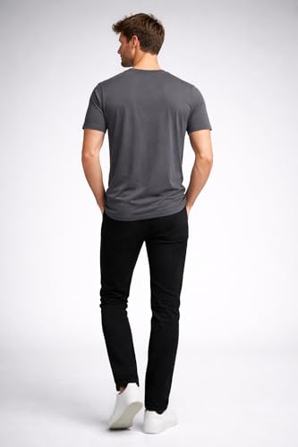 Image of Mens T Shirt Premium Cotton Slim Fit Crew Neck Short Sleeve Casual Basic Tee Soft Breathable Everyday Essential