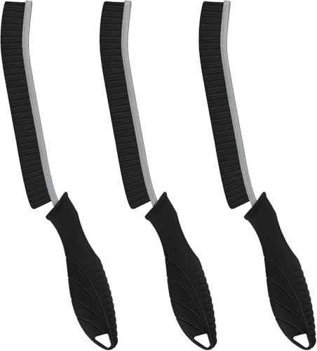 Spazzola per Fughe Professionale | Set di 3 Pezzi Nero | Manico Ergonomico, Setole Rigide e Resistenti | Lunghezza 25 cm | Pulizia Pavimenti, Bagno, Doccia e Finestre