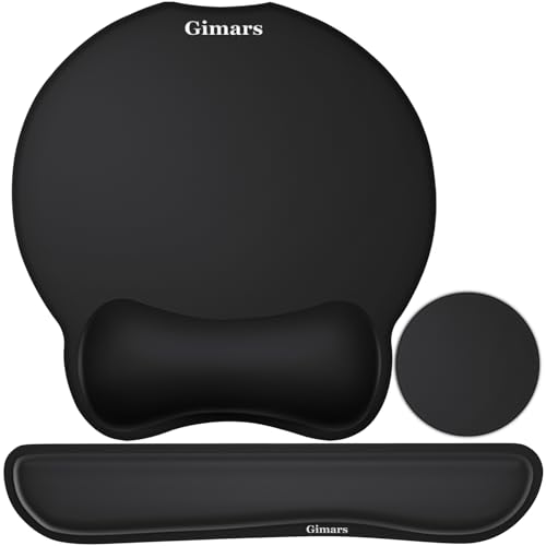 Gimars Alfombrilla ergonómica para mouse con posavasos, reposamuñecas para teclado de fibra superfina, reposamuñecas de espuma viscoelástica para computadora, laptop, Mac, juegos, oficina y alivio del