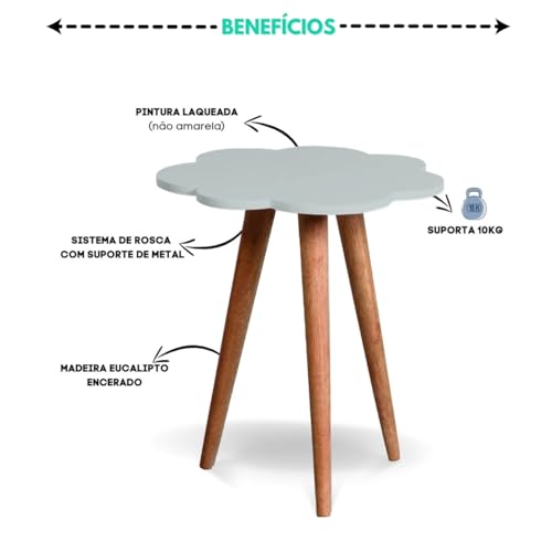 Mesa Nuvem 70cm Alta De Canto Pe Palito Mdf Laqueado Cinza