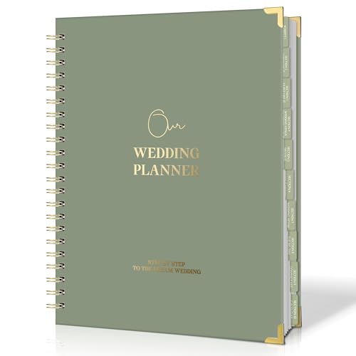Wedding Planner Book and Organizer - A4 Wedding Planning Book with Checklist, Calendar & Tips - Makes Your Countdown Planning Easy - Engagement Gifts for Newly Engaged Couples, Future Brides & Grooms
