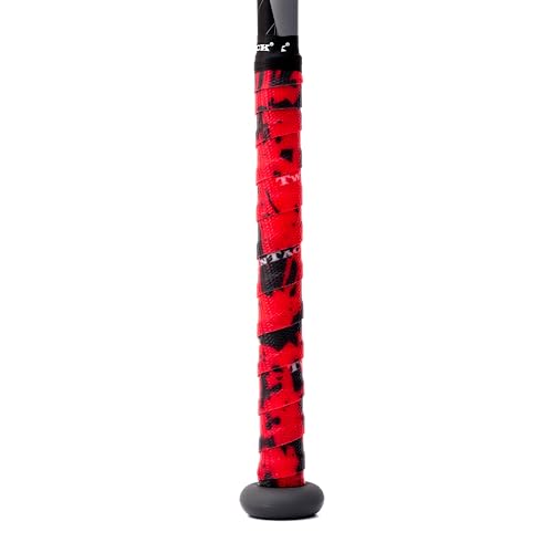 TwinTack Pro Bat Grip - Premium Baseball & Softball Bat Grip with Advanced Grip Technology - 0.80mm - Splatter (Red/Black)