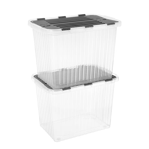 Image of Superio Storage Bins with Lids, Clear Plastic Containers for Organizing, Stackable Totes, BPA Free, Odor Free, Organizer Boxes for Home, and Dorm, 53 Quart (2 Pack, 20.25 inchx14 inchx14.6 inch)