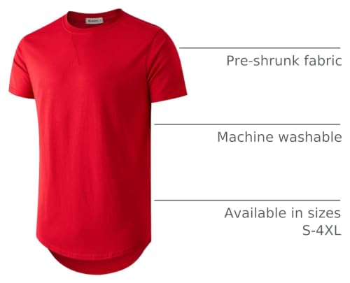 Image of KLIEGOU Men's 100% Cotton Longline T-Shirt, Pre-Shrunk Soft