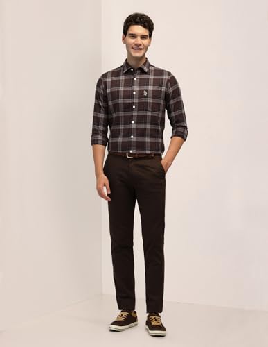 Image of U.S. POLO ASSN. Men's Pure Cotton Regular Fit Grid Tattersall Checked Shirt