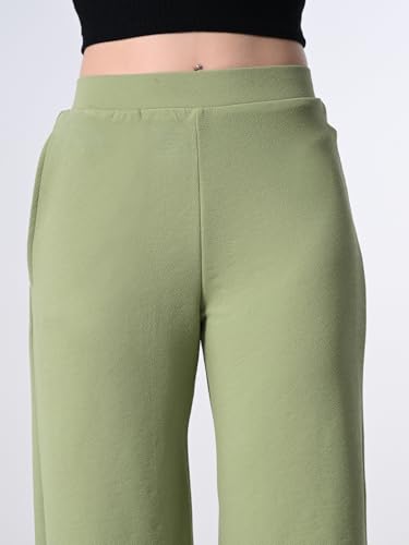 Image of Women's High Waist Straight Fit Trousers,Solid Korean Stretchable Pants for Women, Regular Fit Elastic Waist Full Length Formal Trouser,Casual,Office Wear
